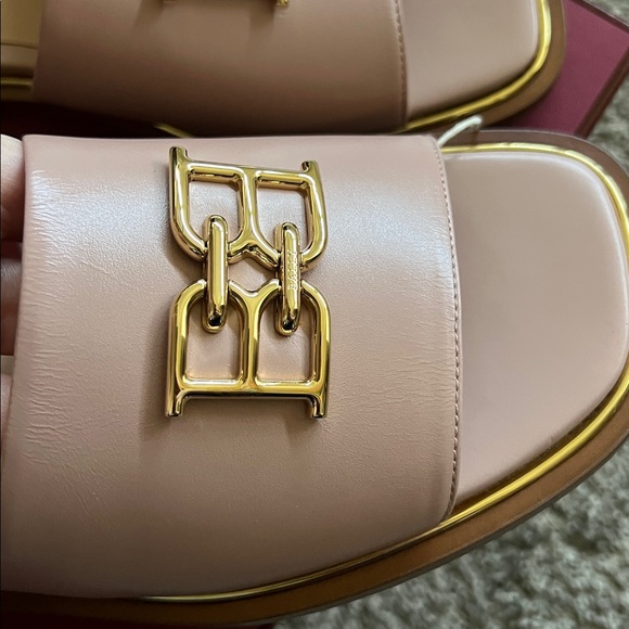 Bally Women's Blush Pink Mules Slides Sandals with Gold Accent Bally Eloise 40